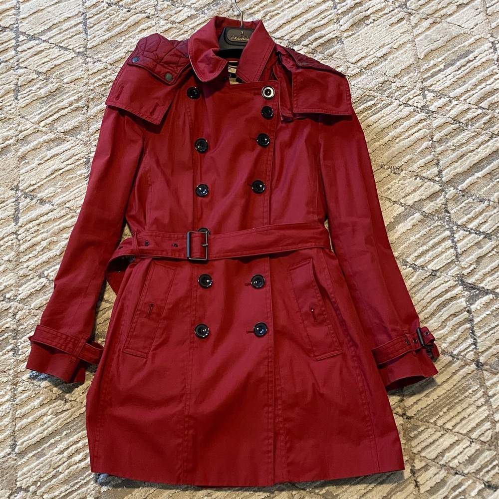 Burberry Scarlet Double-Breasted Trench Coat